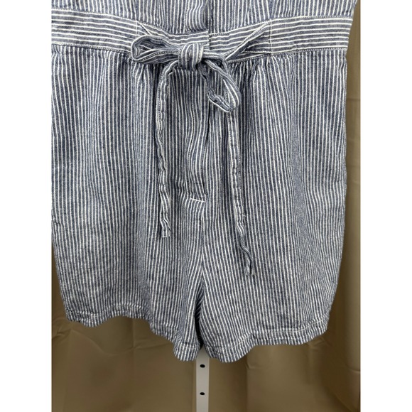 By Anthropologie Striped Linen Blend Sleeveless‎ Romper Jumpsuit Blue White 8 - Picture 4 of 10